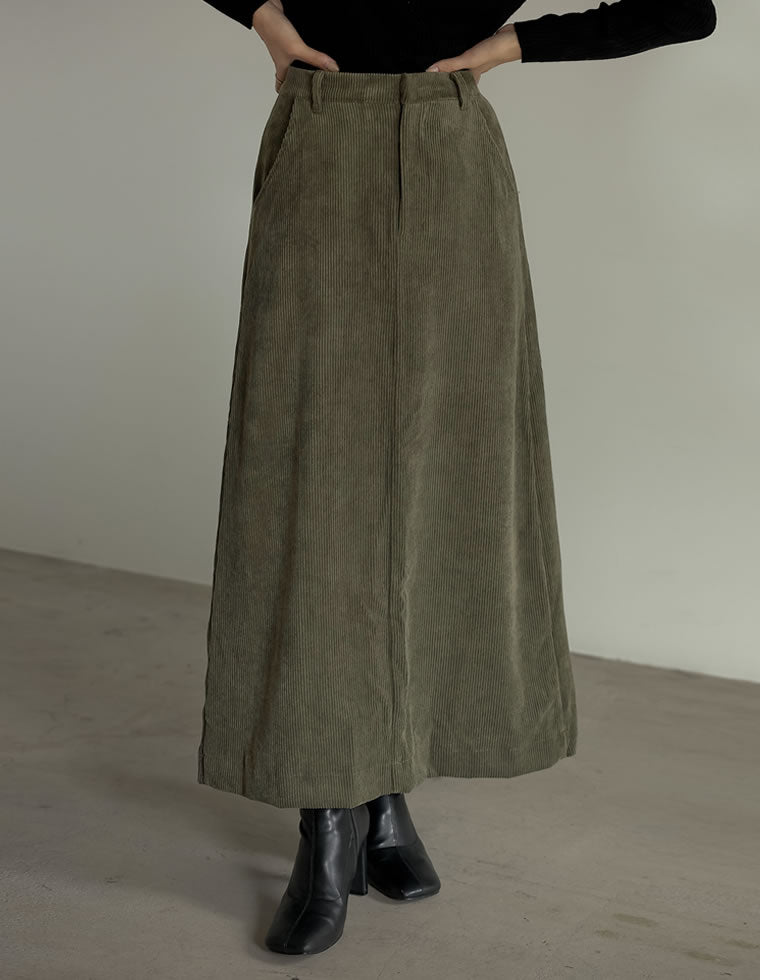 WINTER SALE][低身長サイズ有]コーデュロイナロースカート - スカート