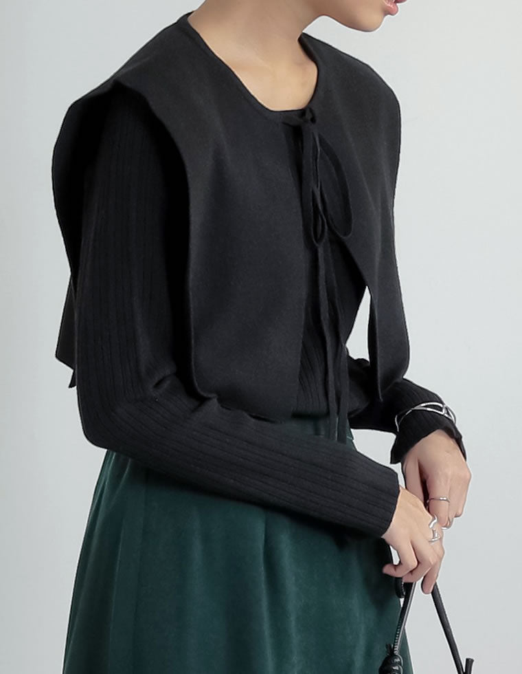 新品タグ付き グラムリップス ランダムニット SHEER トップス ブラック 付け襟×ランダムリブニットトップス - トップス通販 | 人気