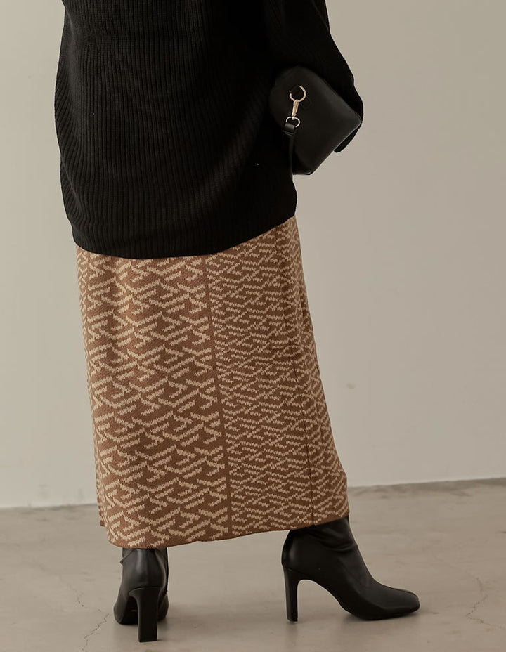 グラフィックジャガードニットナロースカート スカート レディースファッション通販 リエディ
