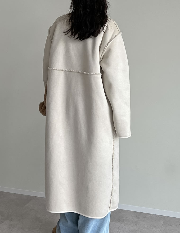 マルチウェイリバーシブルボアフェイクムートンロングコート