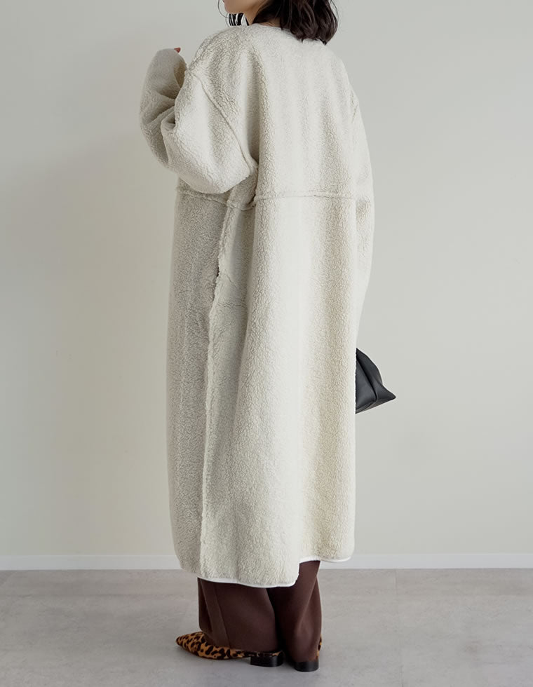 マルチウェイリバーシブルボアフェイクムートンロングコート