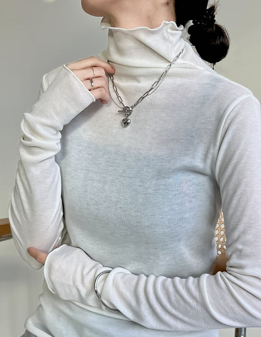 【限定TIME SALE 5%OFF ¥2,498⇒¥2,373】無地or配色シアーフライスハイネックトップス トップス 人気レディースファッション通販 リエディ