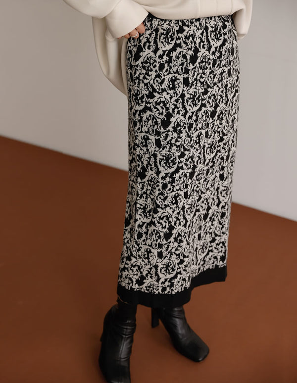 アラベスク柄ニットタイトスカート スカート レディースファッション通販 リエディ