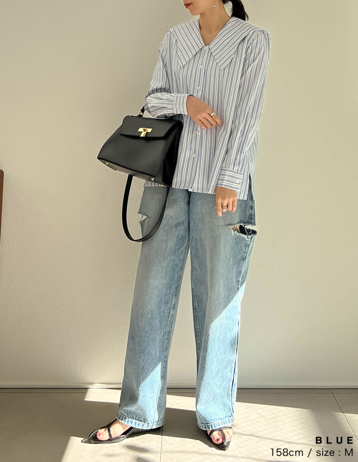 マルチストライプウエーブカラーブラウス トップス レディースファッション通販 リエディ