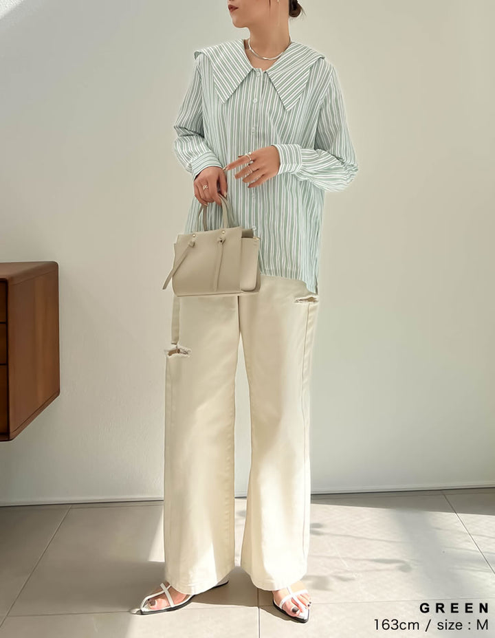 マルチストライプウエーブカラーブラウス トップス レディースファッション通販 リエディ