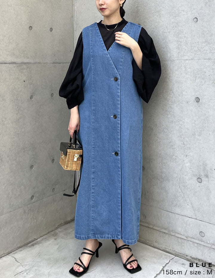 コットンデニム2WAYノースリーブベスト ワンピース レディースファッション通販 リエディ