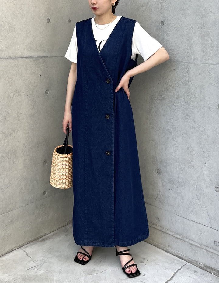 コットンデニム2WAYノースリーブベスト ワンピース レディースファッション通販 リエディ