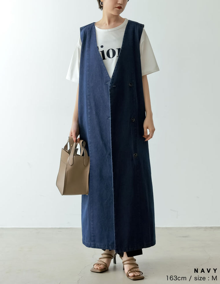 コットンデニム2WAYノースリーブベスト ワンピース レディースファッション通販 リエディ