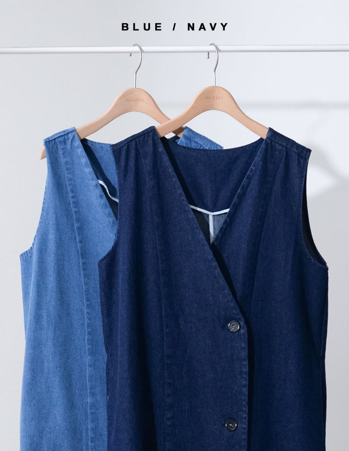コットンデニム2WAYノースリーブベスト ワンピース レディースファッション通販 リエディ
