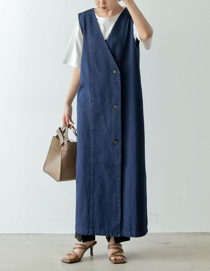 コットンデニム2WAYノースリーブベスト ワンピース レディースファッション通販 リエディ