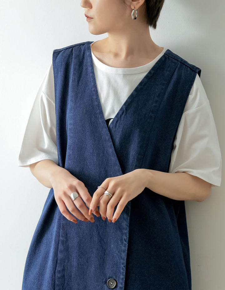 コットンデニム2WAYノースリーブベスト ワンピース レディースファッション通販 リエディ