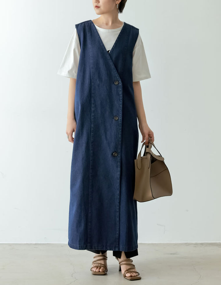 コットンデニム2WAYノースリーブベスト ワンピース レディースファッション通販 リエディ