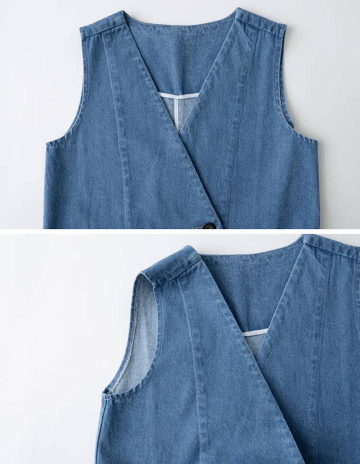 コットンデニム2WAYノースリーブベスト ワンピース レディースファッション通販 リエディ