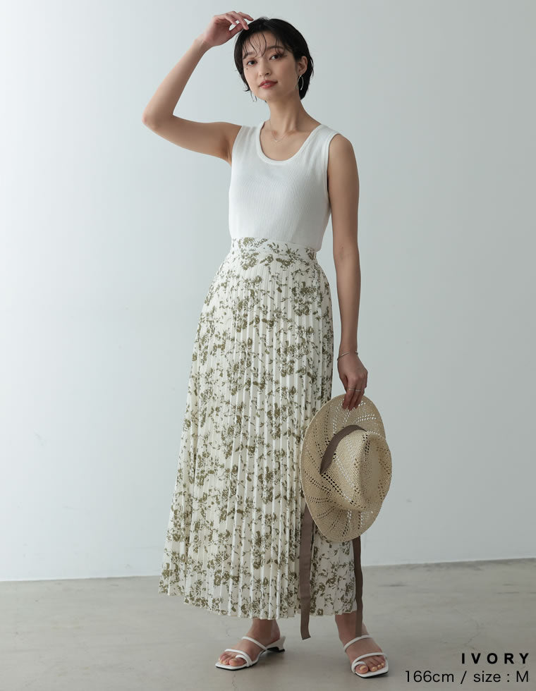 EMMEL REFINESエメルリファインズフラワープリントマキシスカートXS白
