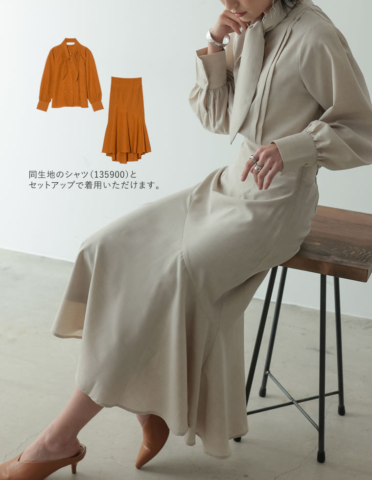 リネンタッチアシンメトリーマーメイドスカート - スカート通販