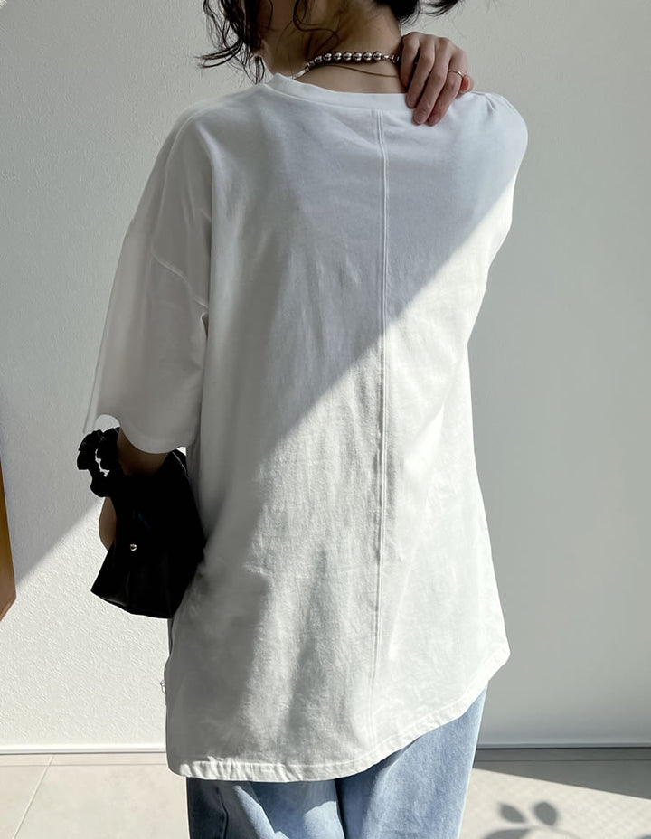コットンオーバーサイズスリットTシャツ[mb] トップス レディースファッション通販 リエディ