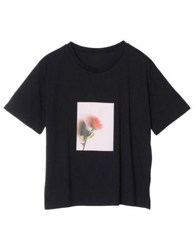 フラワーフォトプリント半袖Tシャツ[mb] トップス レディースファッション通販 リエディ