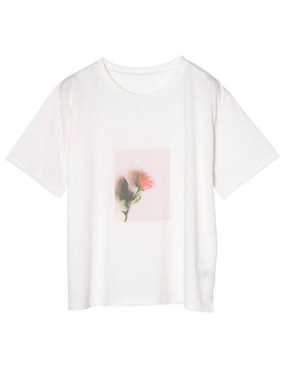 フラワーフォトプリント半袖Tシャツ[mb] トップス レディースファッション通販 リエディ