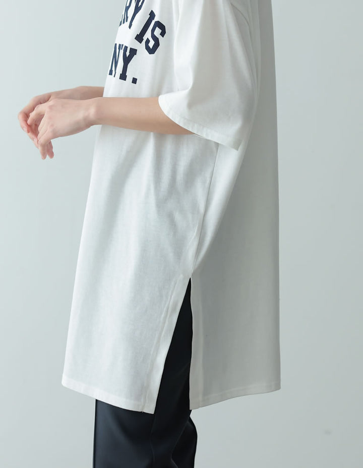 カレッジロゴオーバーサイズチュニックTシャツ[mb] トップス レディースファッション通販 リエディ