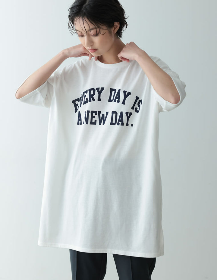 カレッジロゴオーバーサイズチュニックTシャツ[mb] トップス レディースファッション通販 リエディ