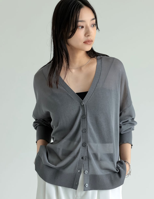 《今だけ！2BUY20%OFFクーポン対象》【限定TIME SALE  15%OFF ¥3,979⇒¥3,382】[新色追加][サステナブル][接触冷感]麻タッチシアーニットカーディガン[mb]