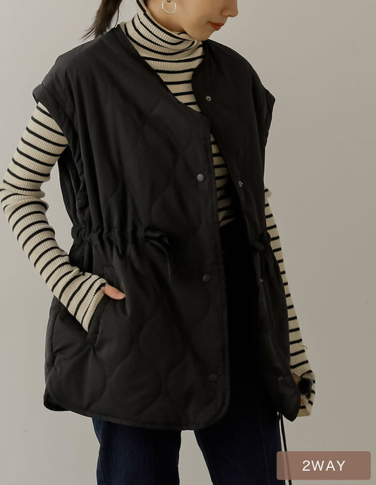 2WAY袖取り外し中綿オーバーサイズキルトジャケット ジャケット/アウター レディースファッション通販 リエディ