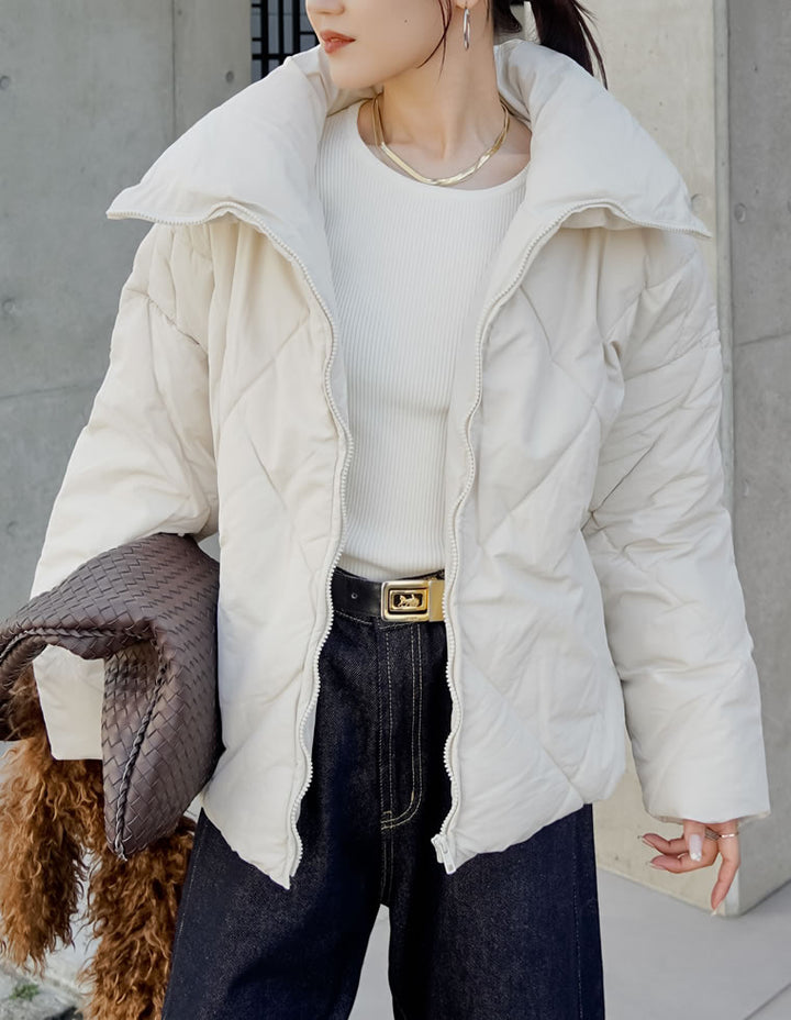 【TIME SALE 10%OFF】[HITアウター][セレクトコラボ][低身長サイズ有]ダイヤキルト中綿ダウンジャケット ジャケット/アウター 人気レディースファッション通販 リエディ