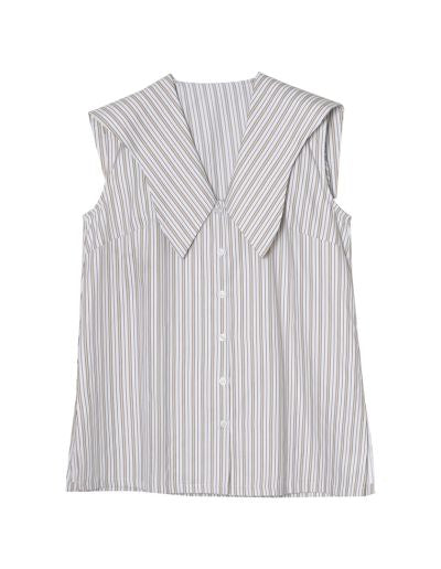 ストライプウェーブカラーノースリブラウス[mb] トップス レディースファッション通販 リエディ