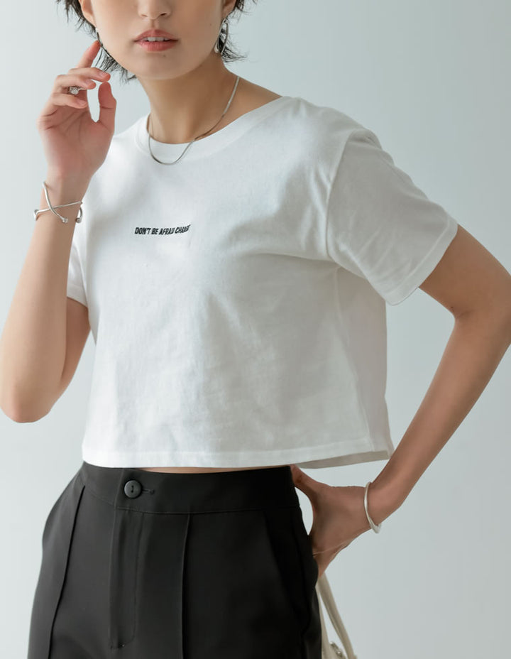 ロゴ刺繍クロップドTシャツ[mb] トップス レディースファッション通販 リエディ