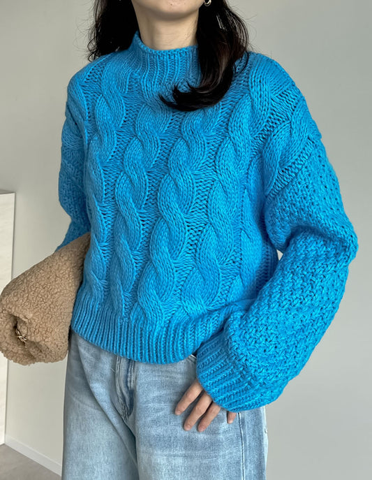 ラメor無地ロービングニットケーブルボトルネックトップス トップス 人気レディースファッション通販 リエディ