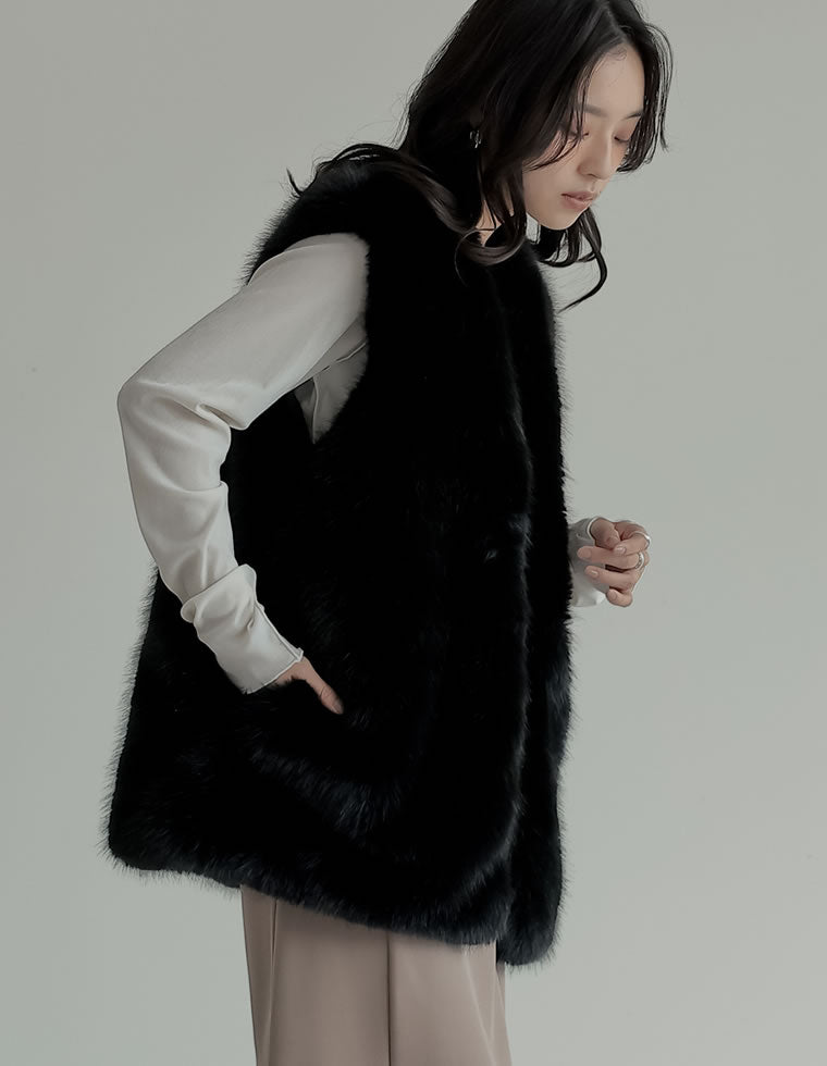 美品　INDIVI パーカー　ファーベスト付　ラージサイズ　パープルグレー ミドルフェイクファーベスト - ジャケット/アウター通販 | 人気