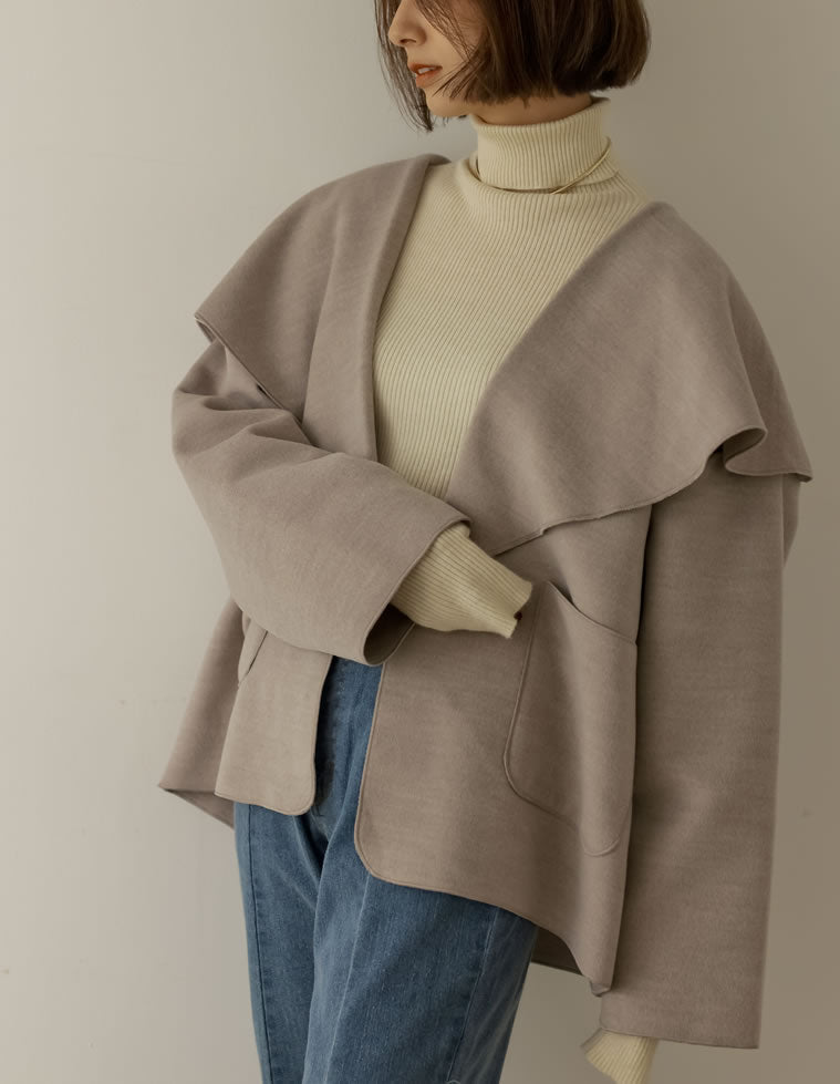 【3万円】ELLE Paris ビッグカラーデザイン　ウールコートジャケット