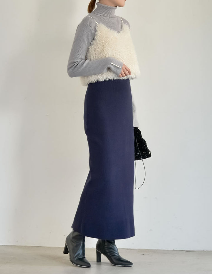 [低身長/大きいサイズ有]前後2WAYリブニットスリットナロースカート[mb] スカート レディースファッション通販 リエディ