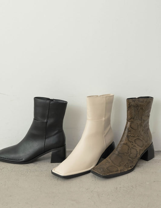 【30％OFF！OUTLETSALE】スクエアトゥステッチミドルブーツ シューズ レディースファッション通販 リエディ