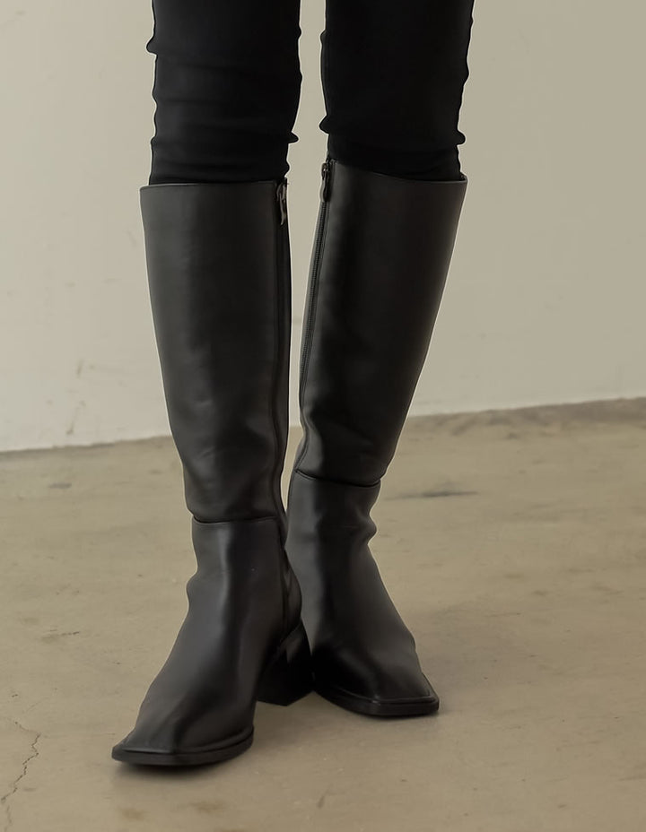 [BLACK FRIDAY SALE][WINTER COLLECTION]スクエアトゥステッチスリムロングブーツ シューズ レディースファッション通販 リエディ