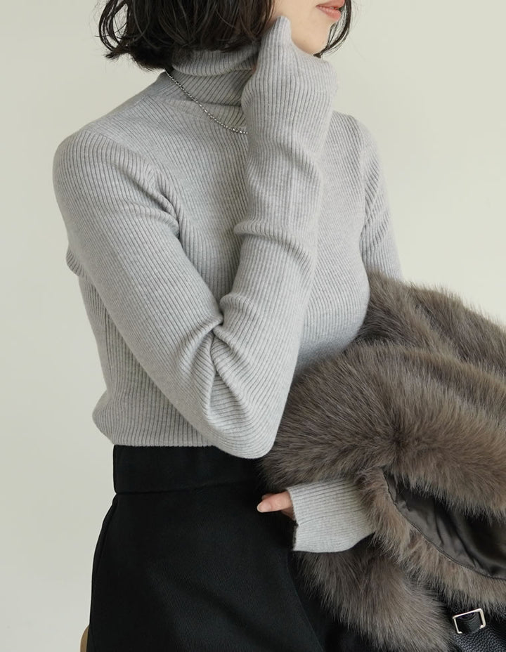 【クーポンで20%OFF￥3,498⇒￥2,798】〖クーポンコード：SH_20_2511〗[販売枚数4.6万枚突破！]指穴リブニットタートルネックトップス