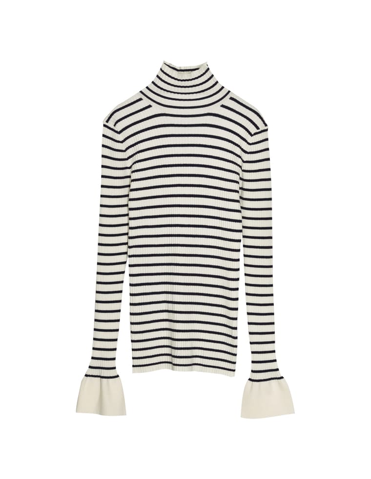 フレアスリーブハイネックリブニットトップス - トップス通販 | 人気