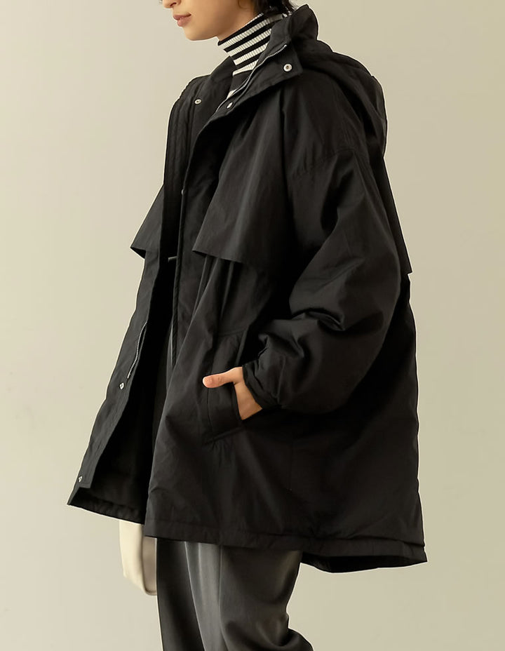 ワッシャータフタフード付き中綿ミドルコート ジャケット/アウター レディースファッション通販 リエディ