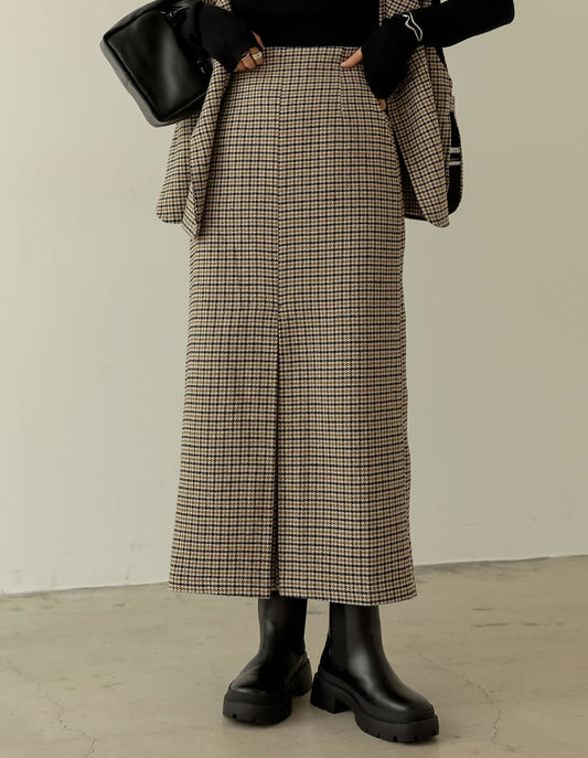 ウールタッチ起毛チェック柄ナロースカート スカート レディースファッション通販 リエディ