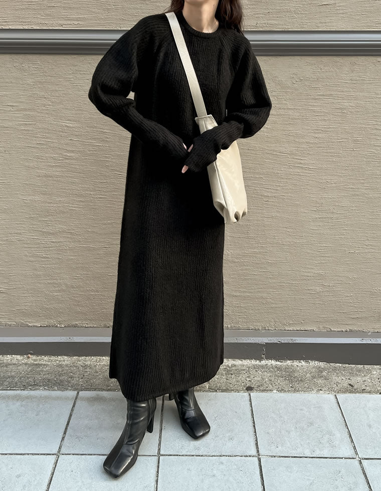 【大人気】SANDRO リブ編み かぎ針編みニット ミディワンピース SANDRO リブ編み かぎ針編みニット ミディワンピース | THE
