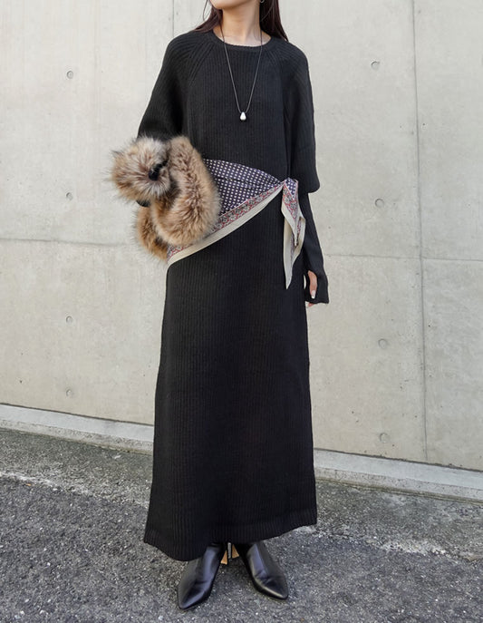 【クーポンで20%OFF￥5,998⇒￥4,798】〖クーポンコード：SH_20_2511〗[累計販売枚数1.75万枚突破！][新色追加][低身長サイズ有][サステナブル]指穴ボリュームスリーブ畦編みリブニットワンピース ワンピース 人気レディースファッション通販 リエディ