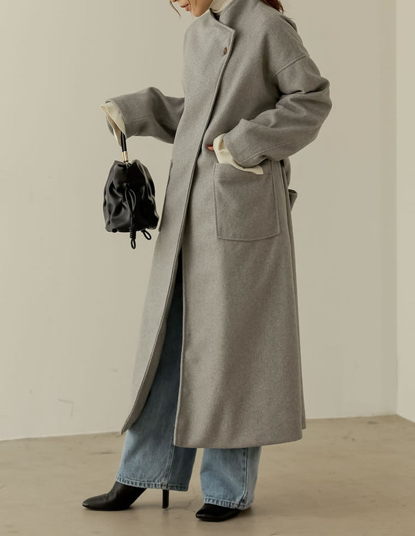 ラップデザインフェイクウールロングコート ジャケット/アウター レディースファッション通販 リエディ