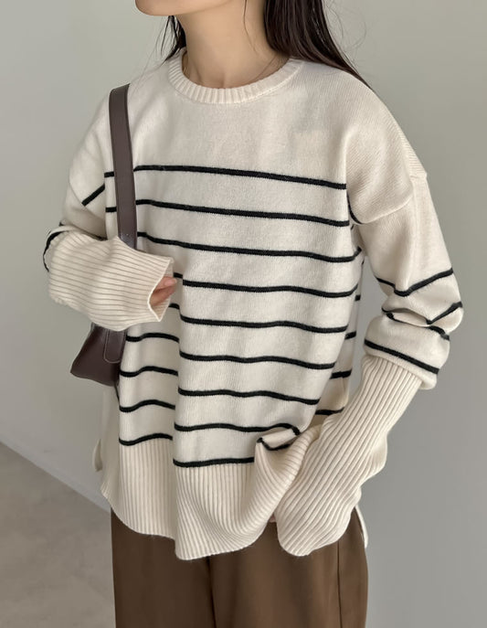 指穴クルーネック起毛ニットプルオーバー トップス 人気レディースファッション通販 リエディ