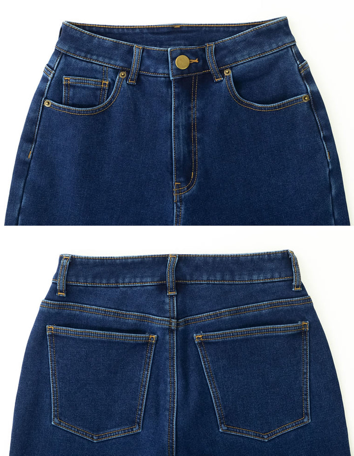 裏フリースストレッチワイドストレートデニムパンツ パンツ レディースファッション通販 リエディ