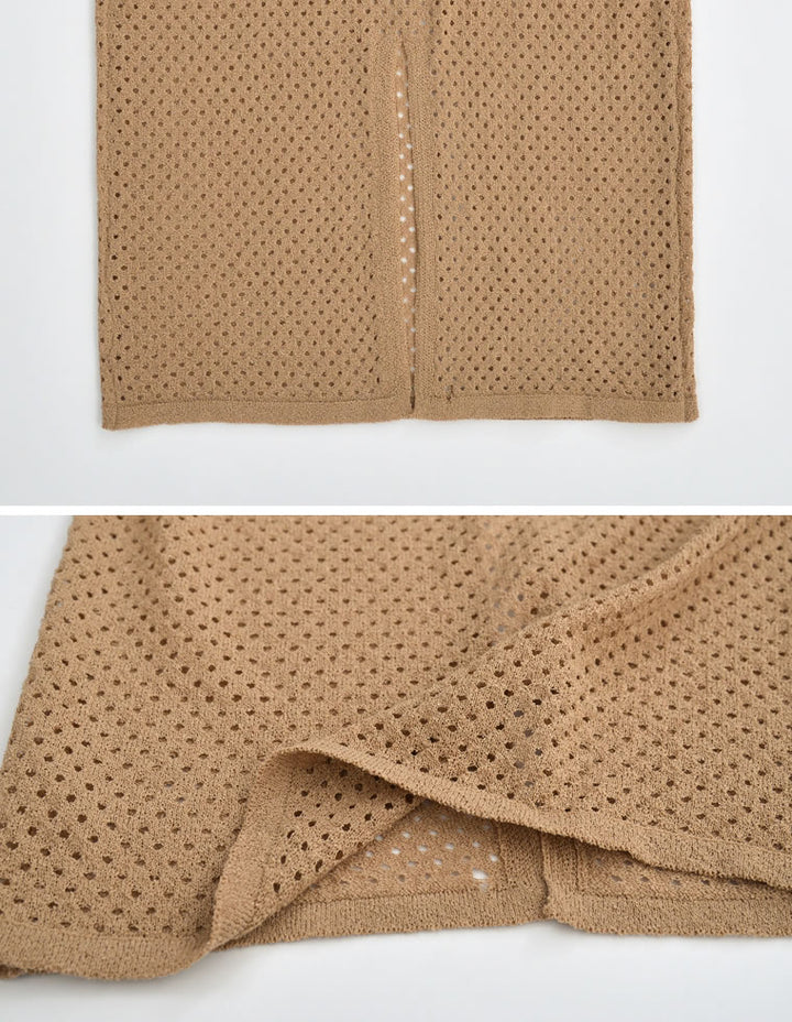 透かし編みスリット入りニットタイトスカート スカート レディースファッション通販 リエディ