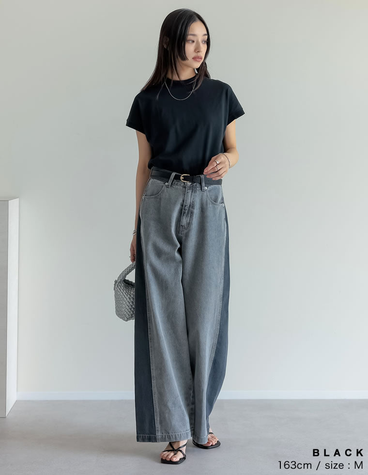 モックネックフレンチスリーブTシャツ - トップス通販 | 人気