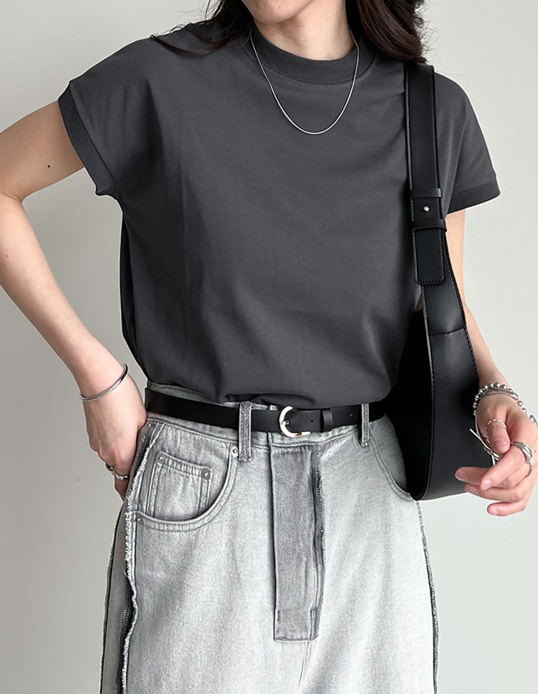 モックネックフレンチスリーブTシャツ - トップス通販 | 人気