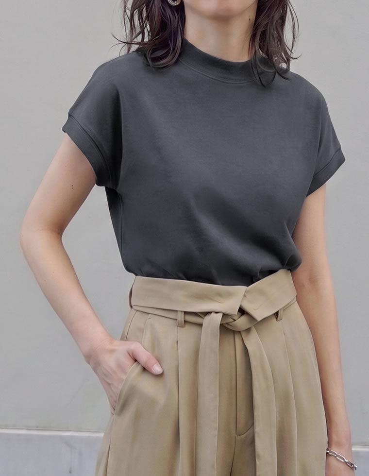 モックネックフレンチスリーブTシャツ - トップス通販 | 人気