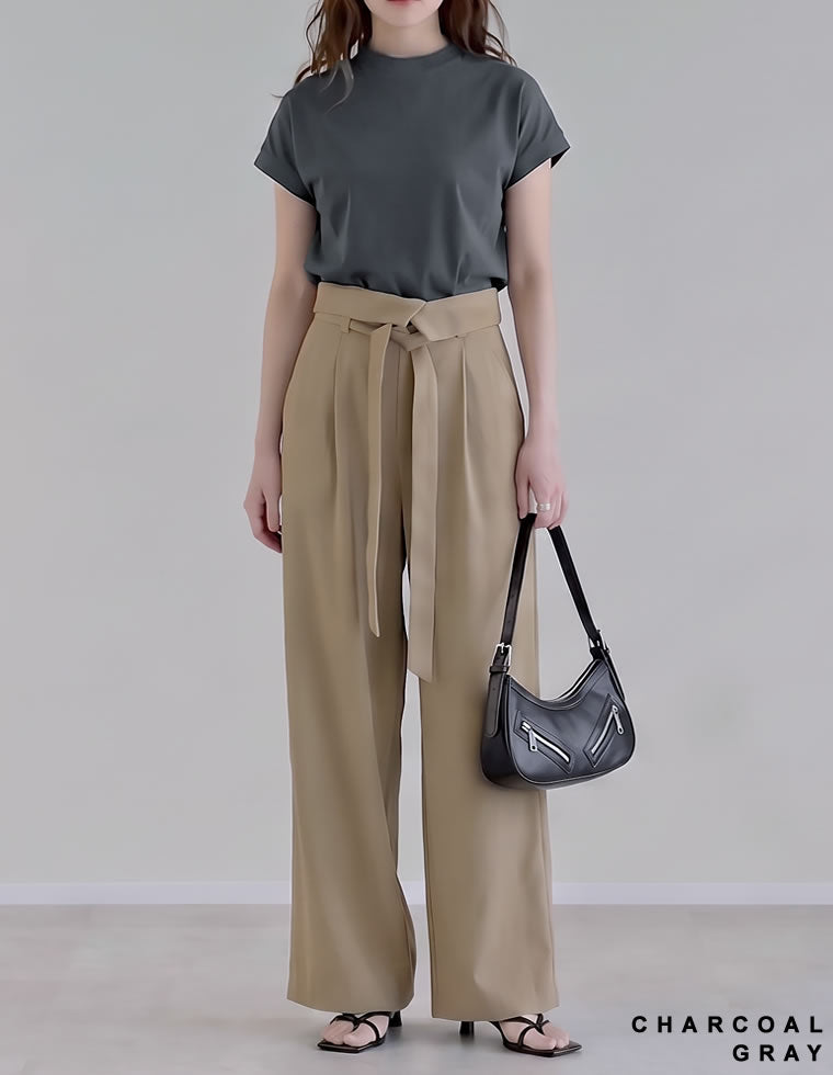モックネックフレンチスリーブTシャツ - トップス通販 | 人気
