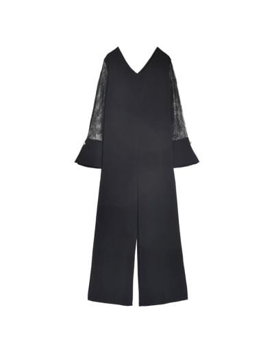 袖レース切り替えVネックオールインワン オールインワン レディースファッション通販 リエディ